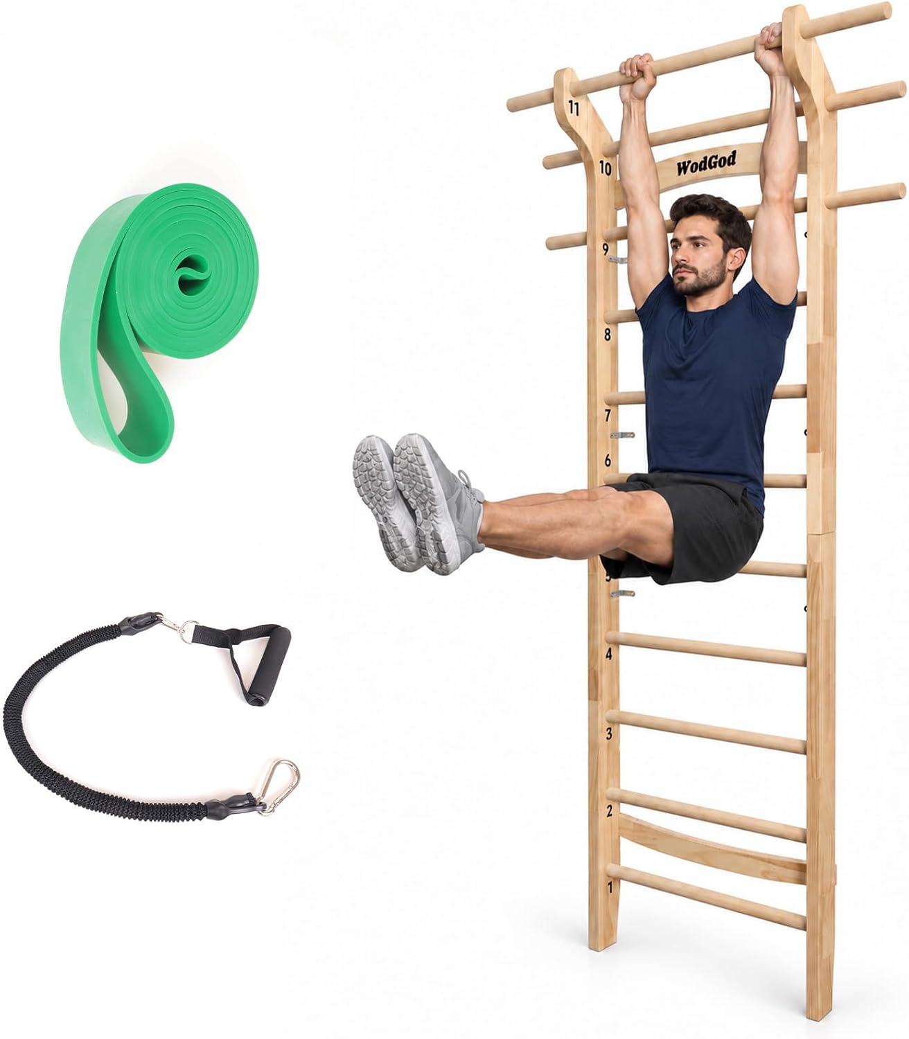 Pull Up Bar - Деревянная шведская лестница с 11 стратегически